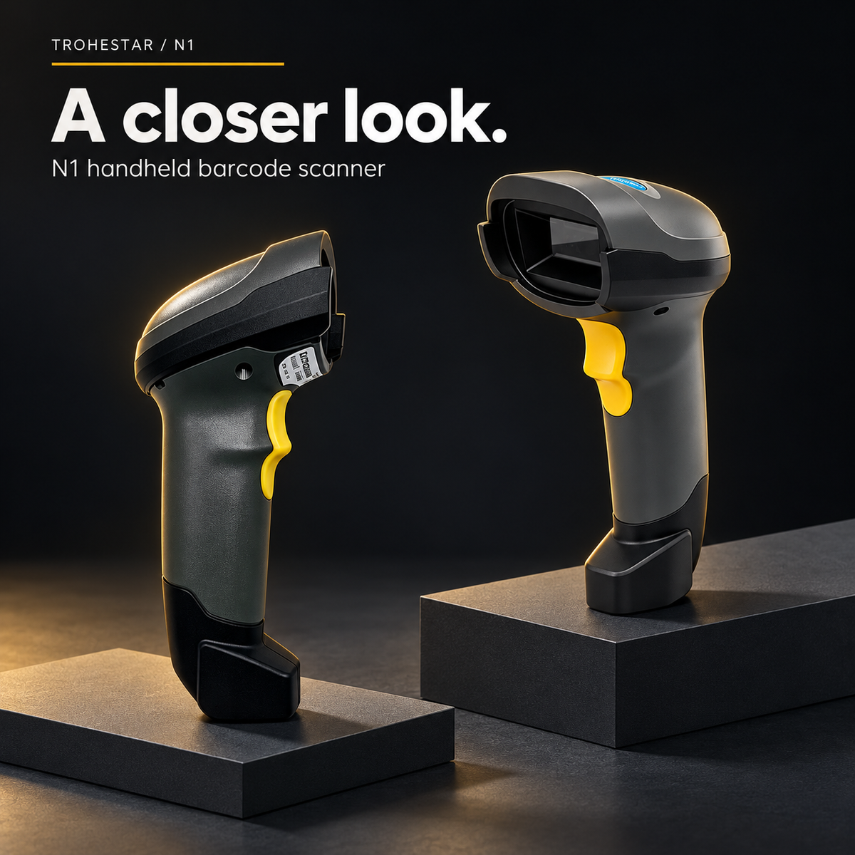 TROHESTAR N1 scanner only — front and rear housing views in Signal Star black and yellow design