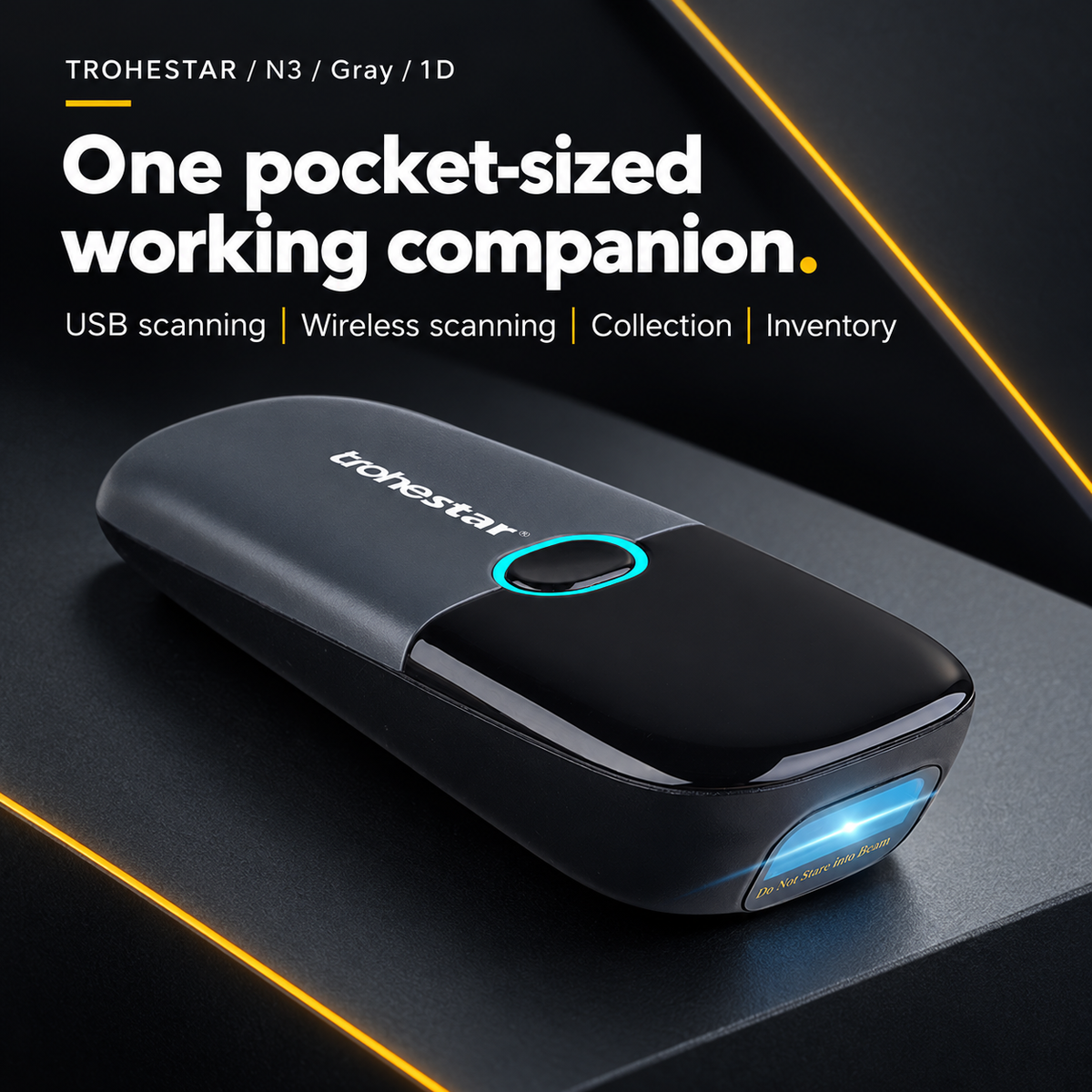 TROHESTAR N3 Gray / 1D — single-button pocket scanner with scanning, collection and inventory functions
