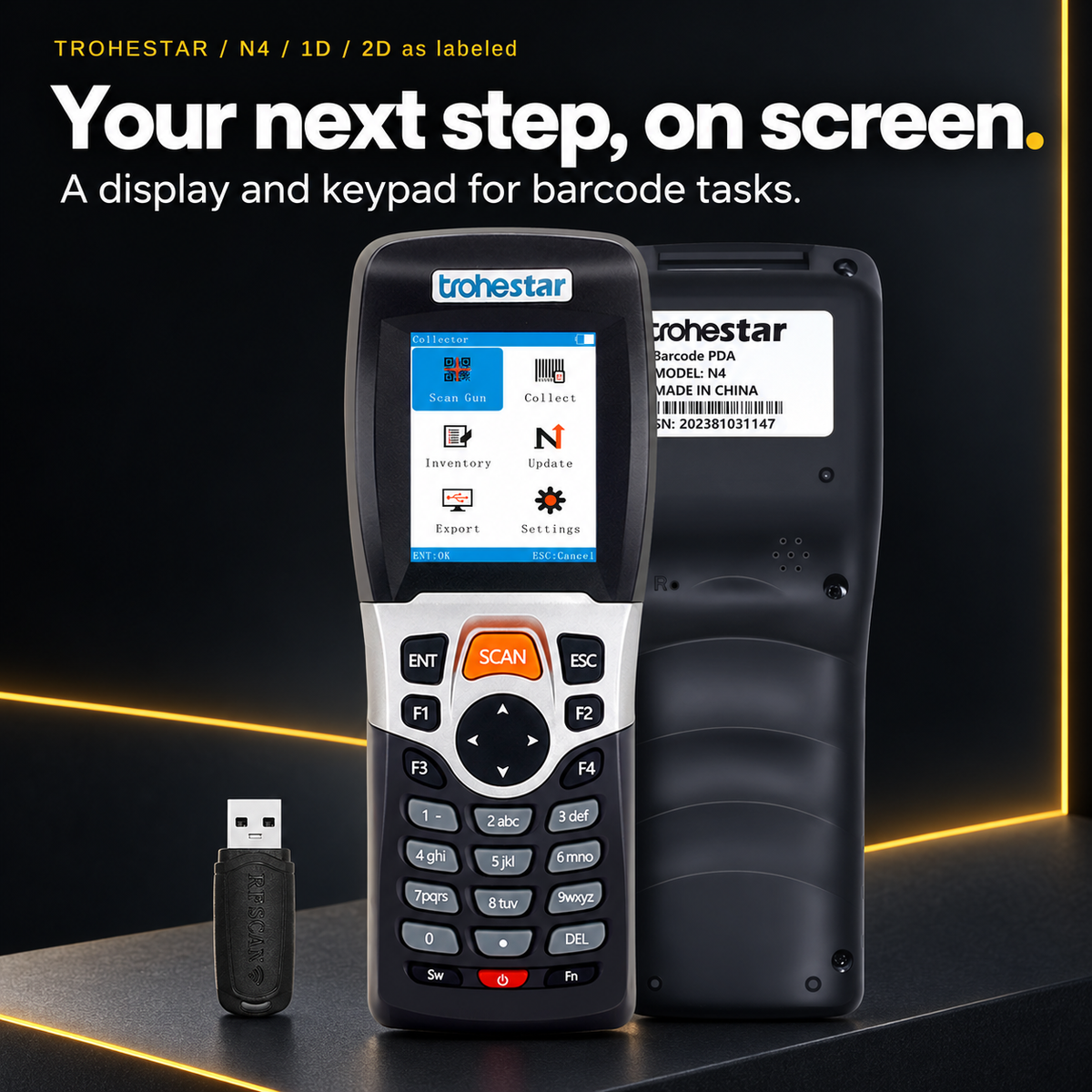 TROHESTAR N4 — front and rear body views with the original USB receiver