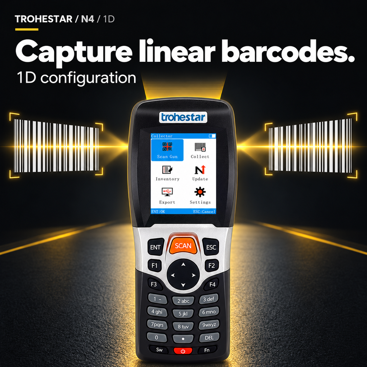 TROHESTAR N4 — 1D configuration with linear barcode examples