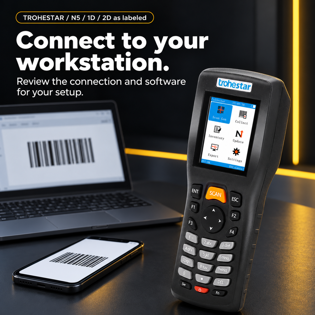TROHESTAR N5 data collector — wireless and USB connection overview