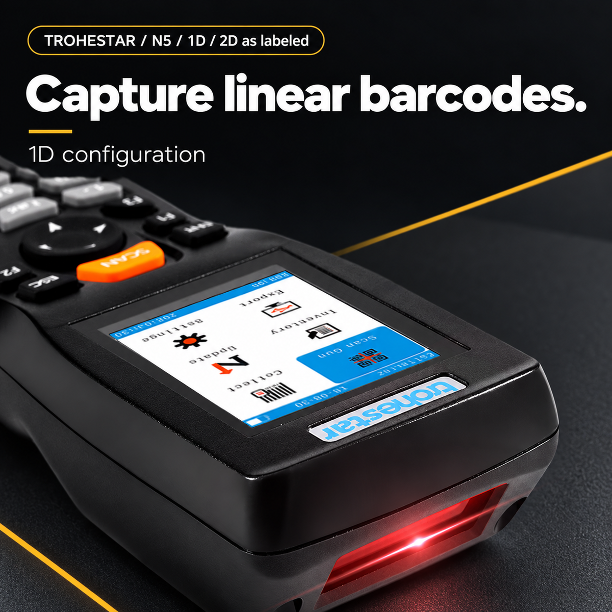 TROHESTAR N5 1D configuration — linear barcode reading with the original keypad and screen