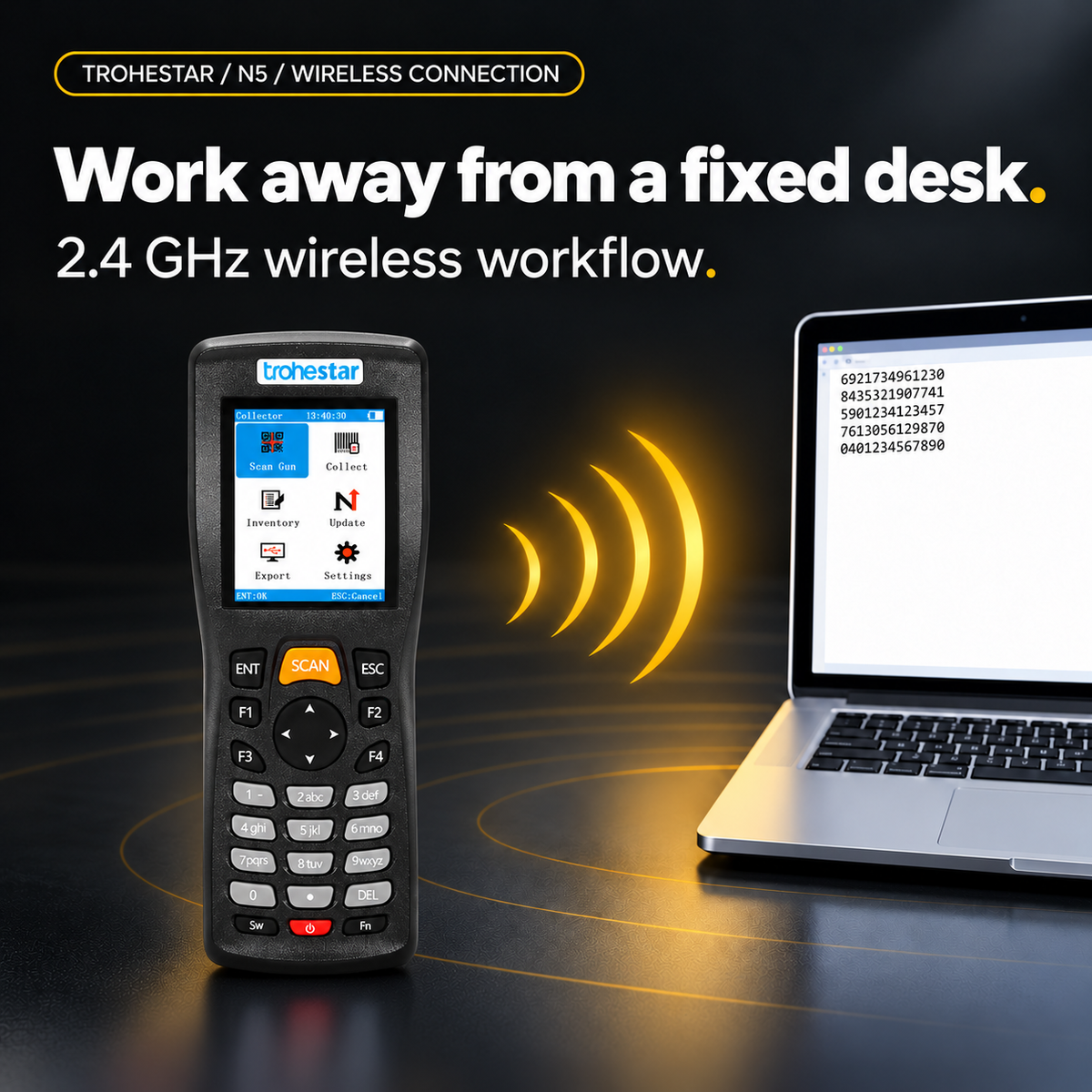TROHESTAR N5 data collector — wireless workflow with the matching USB receiver