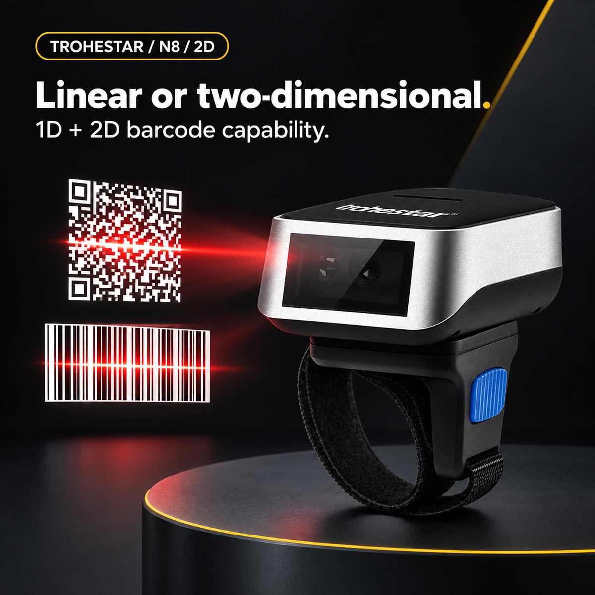 TROHESTAR N8 2D ring scanner — linear and two-dimensional barcode reading