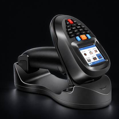 TROHESTAR N6 Data Collector with Charging Cradle on a black background