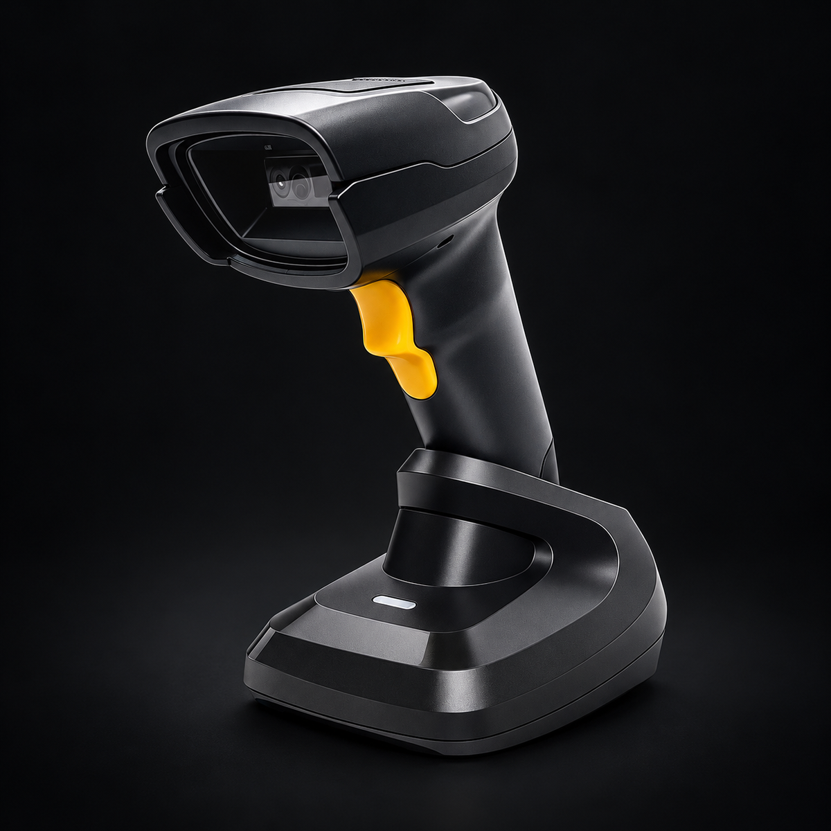 TROHESTAR N7 Wireless Barcode Scanner - Scanner + Dock on a black background