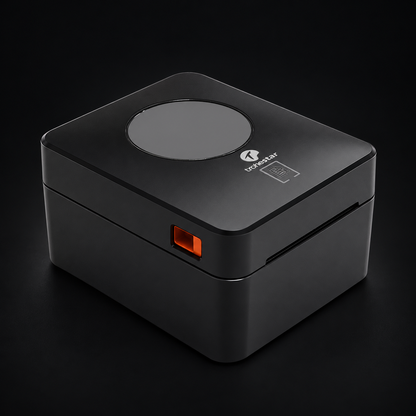 TROHESTAR P12 Desktop Thermal Label Printer on a black background