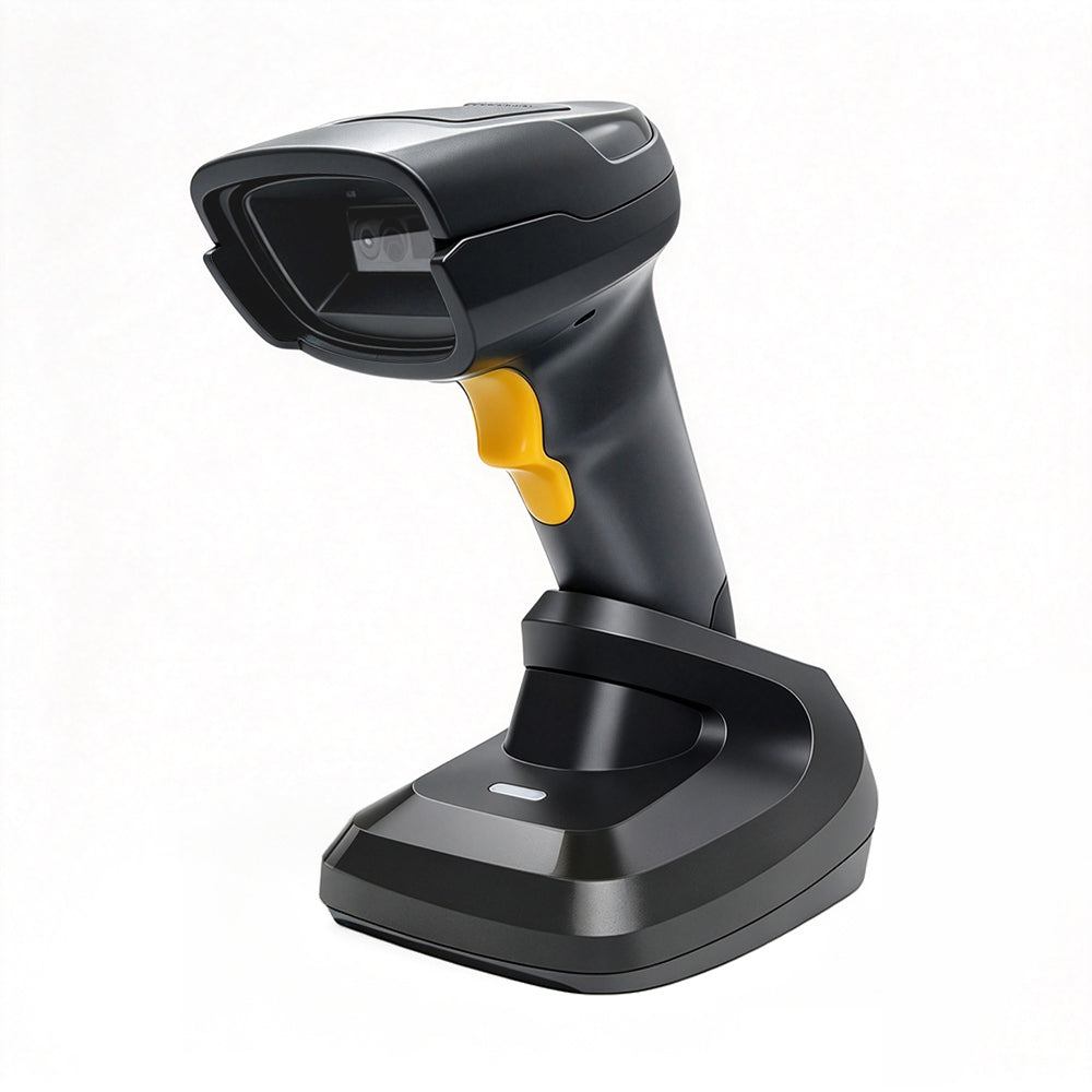 TROHESTAR N7 wireless barcode scanner with its matching desktop docking cradle.