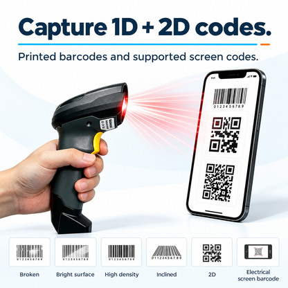 TROHESTAR N7 scanner only — 1D and 2D barcode capture examples
