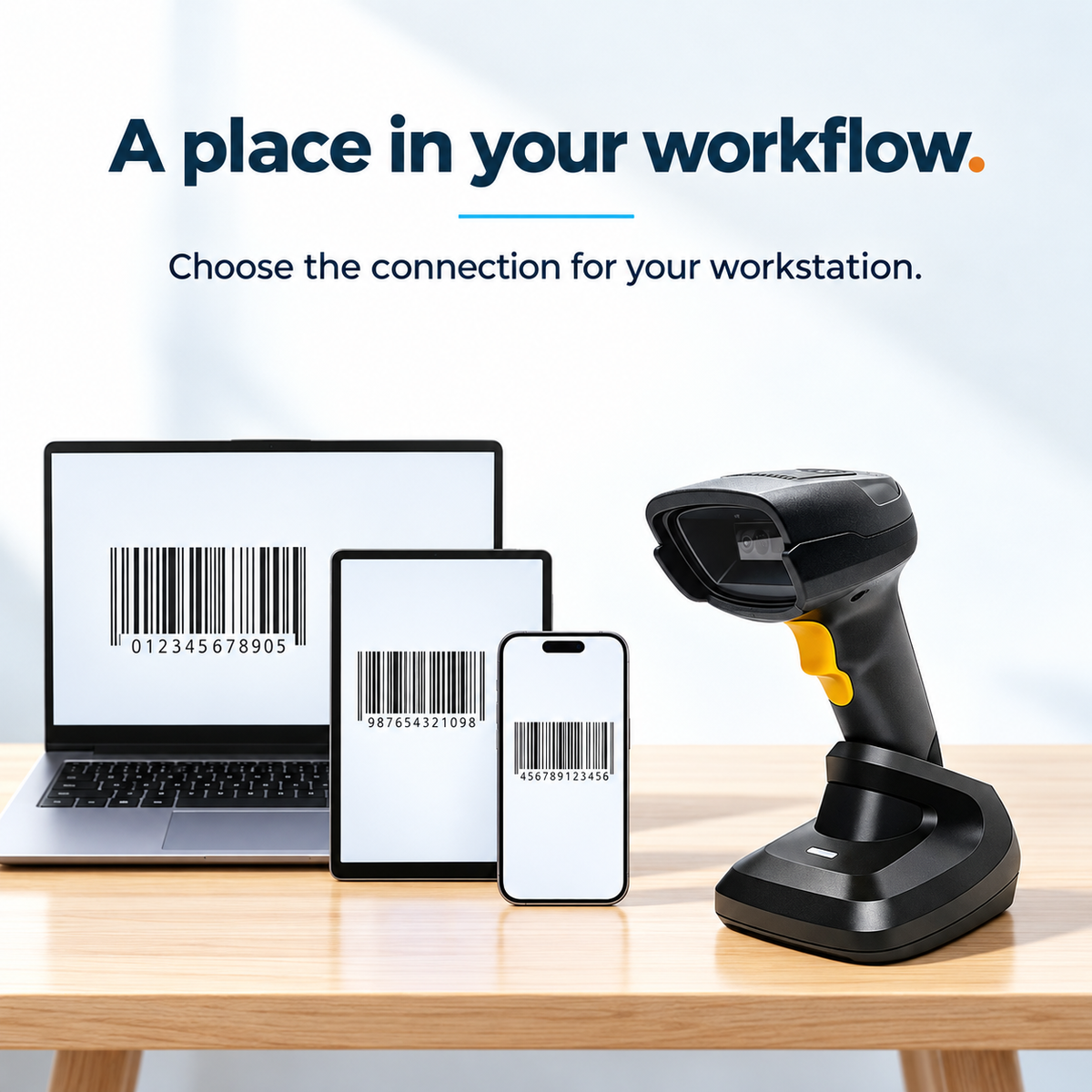 TROHESTAR N7 Scanner + Dock kit — workstation with neutral sample barcode screens